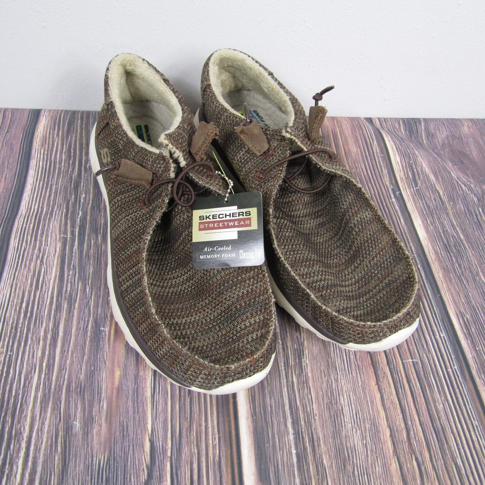 Skechers Shoes‎ Mens Size 8 Brown Streetwear Moc Toe Faux Fur Memory Foam 210452